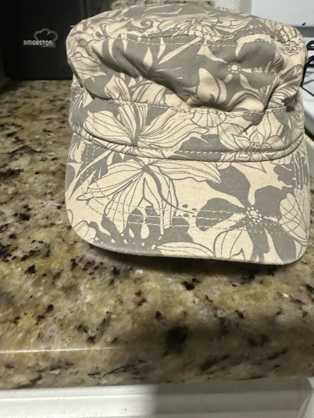 Beige Floral Canvas Cadet Cap - Women's Floral Cadet Hat